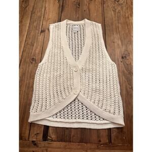 Maeve Anthropologie Knit Crochet Vest Size Medium Boho Festival Coastal